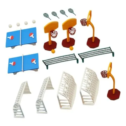 Produktbild: Amosfun 2 Sätze Puppenhaus-basketballkorb Puppen Tun So, Als Würden Sie Feengarten-Accessoires Sportliches Puppenhauszubehör Tischtennis-Ornament 1:12 Plastik Mini Sportausrüstung