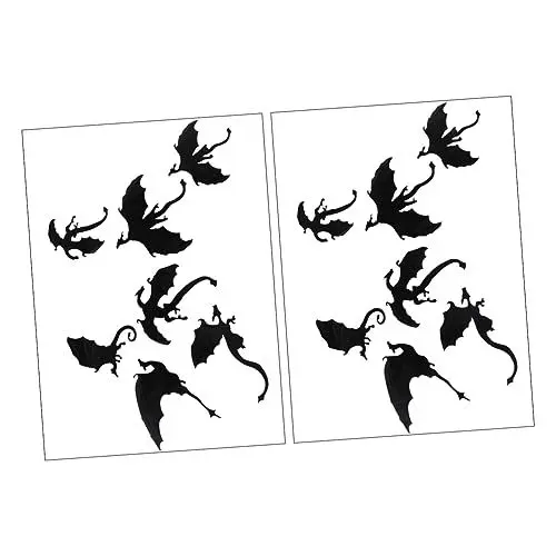 Produktbild: Amosfun 2 Sätze Wandtattoo Dinosaurier Halloween-Party-Versorgung Halloween-Aufkleber halloween wanddeko halloween scherzartikel schwarzer Dinosaurier Drachen Wandtattoo PVC Black