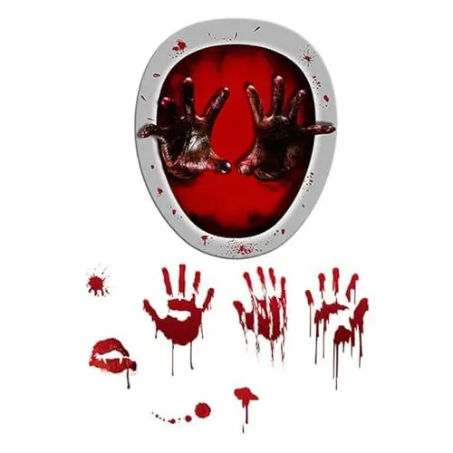 Produktbild: Amosfun 2 Sets Halloween Für Toilettensitze Set Mit Grusel- Und Handabdruck-aufklebern Themen-toilettensitz-aufklebern Einfach Abzuziehen Und Aufzukleben