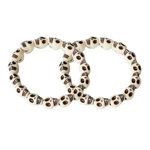 Produktbild: 2 Stück Knochen Armband Herren Frau Piraten Kostüm Zubehör, Knochen Halloween Deko Schmuck Piratenzubehör