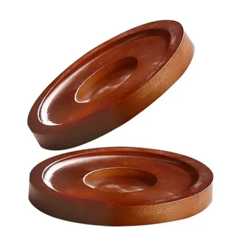 Produktbild: Amosfun 2 StüCk Rotierende Holzuntersetzer FüR WhiskygläSer, Dunkelrot, Kreatives Design FüR Zuhause, Bar Und Party, Schutz FüR TischoberfläChen