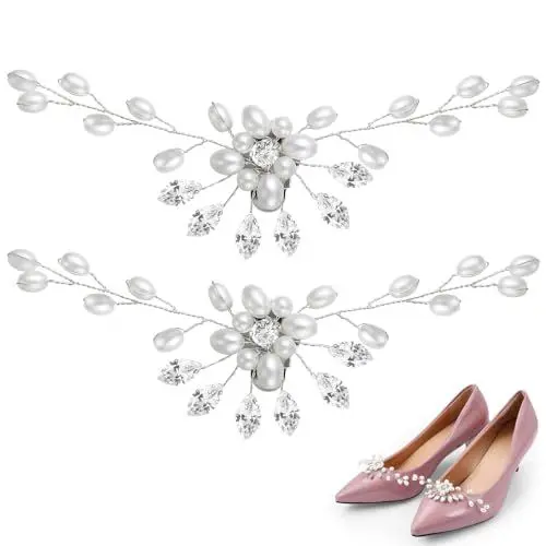Produktbild: Amosfun 2 stücke perle schuhschnallen mode diamante kristalle schuhdekoration kristall schuhschnallen strass schuhclip für hochzeit frauen