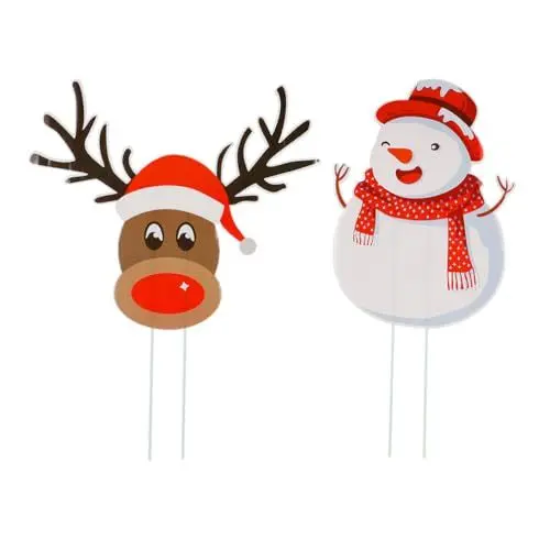 Produktbild: Amosfun 2pcs Gartenzaubereien Elch Schneemann Gartenstecker Rasen wasserdicht Weihnachten Winterdeko Weihnachtsschmuck Auße Deko für Weihnachten Neujahr Party