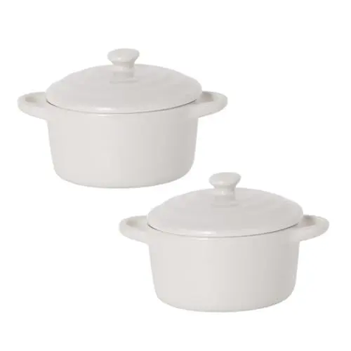 Produktbild: Amosfun 2st Amphora-backschale Praktische Dampfschale Backform Mit Deckel Festware Zubehör Für Heißluftfritteusen Multifunktions-eintopfschüsseln Auflaufform Mit Deckel Kochen Weiß Keramik