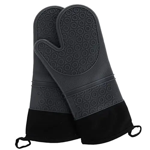 Produktbild: Amosfun 2st Anti-verbrühungs-Anti-rutsch-Handschuhe Rutschfester Ofenhandschuh Kochhandschuhe Waschbare Ofenhandschuhe Isolierende Handschuhe rutschfeste Ofenhandschuhe Kieselgel Dark Grey