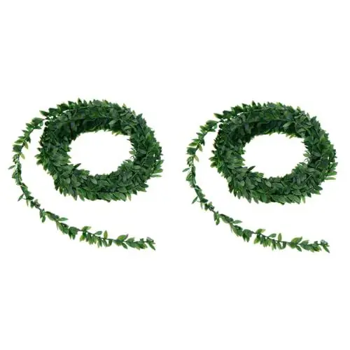 Produktbild: Amosfun 2st Blätter Band Blumenkranz Steckblumen Basteln Tropfschutz Kommunionkerze Kuchen Topper Laub Grüne Blätter Weihnachtsdekoration Hochzeitsdekoration Spielzeug Eukalyptus Künstlich