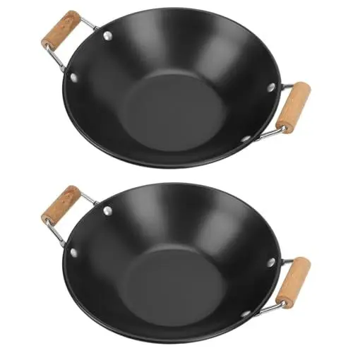 Produktbild: Amosfun 2st Auslaufsicherer Topf aus Edelstahl mit schwarzem Holzgriff, Behälter für eine Portion zum Mitnehmen, ideal zum Kochen von Mahlzeiten und Suppen im Trockentopf und Behälter