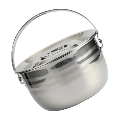 Produktbild: Amosfun 2st Campingtopf Outdoor-kocher Campingofen Hängendes Kochgeschirr Pfannen Mit Antihaftbeschichtung Rostfreies Kochgeschirr Indoor-suppentopf Silver Rostfreier Stahl