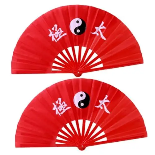 Produktbild: Amosfun 2st Faltfächer Sportdekor Handfächer Im Chinesischen Stil Tragbarer Faltventilator Retro-Fan Festival-Fan Seidenfächer Cosplay-Fan-Requisite Tanzfan Falten Kampfsportbedarf Plastik