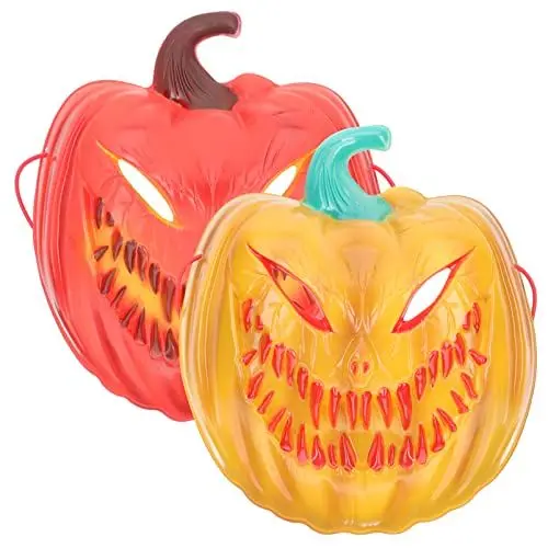 Produktbild: Amosfun 2st Halloween-maske Halloween-gesichtsmaske Vollgesichts-kürbismasken Spukhaus Requisiten Jackolantern-masken Gruselige Masken Halloween-partygeschenke Dämon Vampir Plastik