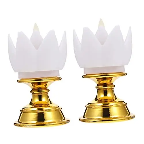 Produktbild: Amosfun 2st Lotus-kerzenlicht Geführte Kerze Lotuslampen Batterie Kerzen Led-buddha-lampe Flammenlose Teelichter Geführtes Kerzenlicht Led-kerzenlampe Buddha-lampen Lotuskerze Plastik Weiß