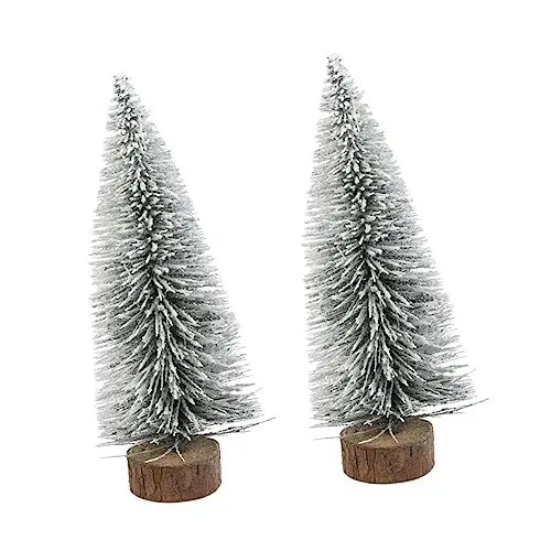 Produktbild: Amosfun 2st Weihnachtliche Tischdekoration Weihnachtsmittelstück Desktop-weihnachtsdekoration Mini-Kiefer Künstlicher Sisal-schneefrost Abstauben Weihnachtsbaum Bambus