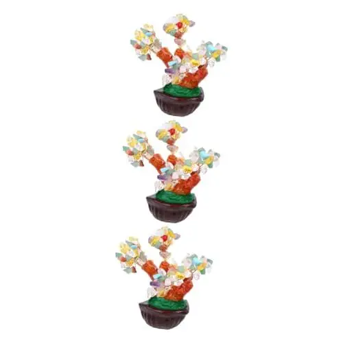Produktbild: Amosfun 3St Desktop-Ornamente Geldpflanzen-Bonsai basteln Edelstein-Bonsai-Baum Feng Shui Glücksbaum Heimdekoration Bürodekoration Kristallverzierungen handwerkliche Dekorationen