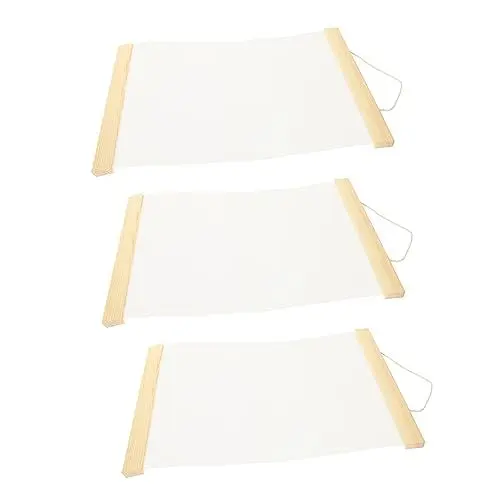 Produktbild: Amosfun 3St Holz gerahmte Leere hängende japanische Schriftrolle acrylbilder leinwände für acrylmalerei Malleinwand für Kinder doppelseitiger Rahmen Kinder Stoff