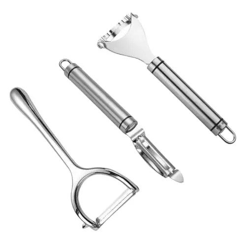 Produktbild: Amosfun 3St Mais Dreschmaschine slico chee schäler Set Gemüseschäler Kitchen Helper Zitronenschäler Karottenschäler Schäler für Obst Schäler für die Küche y Schäler Rostfreier Stahl Silver