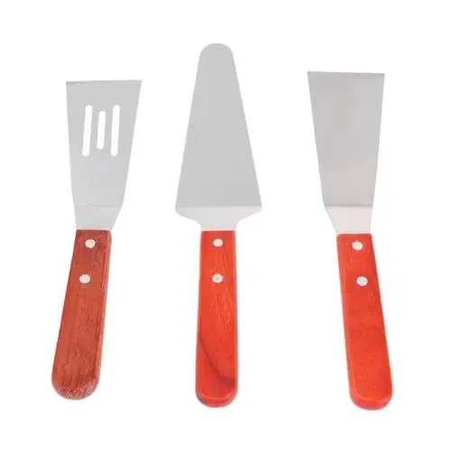 Produktbild: Amosfun 3St Spachtel für Pizzaheber Dreieckiger Käsespatel Auslaufender Pizzaheber Steakspatel Steak-Dreieck-Schaufel hohle Schaufel Bambus