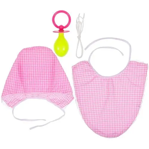 Produktbild: Amosfun Lustiges Baby-KostüM-Set FüR Erwachsene, 3-Teiliges Party-Outfit Mit Schnuller, LäTzchen Und MüTze, Ideal FüR Junggesellenabschiede Und KostüMpartys, Rosa