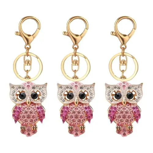 Produktbild: Amosfun 3 STK Eule Schlüsselanhänger Eule Schlüsselringhalter Strass-anhänger Anti-verlorene Schlüsselkette Strass-eulen-schlüsselanhänger Tasche Strasssteine Legierung Kleines