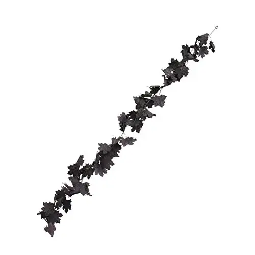 Produktbild: Amosfun 3 Sätze Ahornholz Halloween-wohndekoration Herbstmantel Girlande Hängende Herbstlaubrebe Ahornblatt-Girlande Fallen Danksagung Girlande Innenausstattung Polsterbesatz Plastik Black