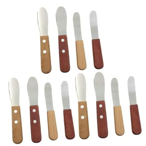 Produktbild: Amosfun 3 Sätze Buttermesser Cuttermesser Schnitzmesser Easy Putz Kuchenmesser Jam Scraper Marmeladenbesteck Küchenwaren Küchenutensilien Für Zu Hause Küchengeräte Holzgriff 4 Stück * 3