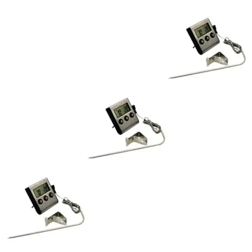 Produktbild: Amosfun 3 Sätze Grillthermometer Temperaturfühler Für Fleisch Fieberthermometer Für Zu Hause Backtemperaturanzeige Küchenzubehör Haushaltsthermometer Räuchertemperaturanzeige Silver Abs