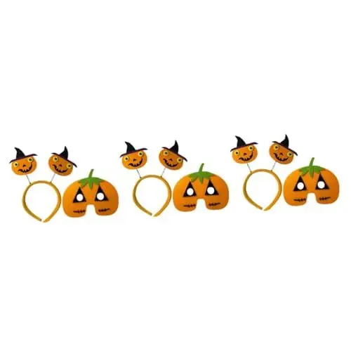 Produktbild: Amosfun 3 Sätze Halloween-requisiten Cosplay-outfits Kinderanzüge Make-up-haarband Kürbis Haarreifen Teufelskopf Boppers Halloween-kostüm-stirnband Accessoires Für Haarbänder Kleidung