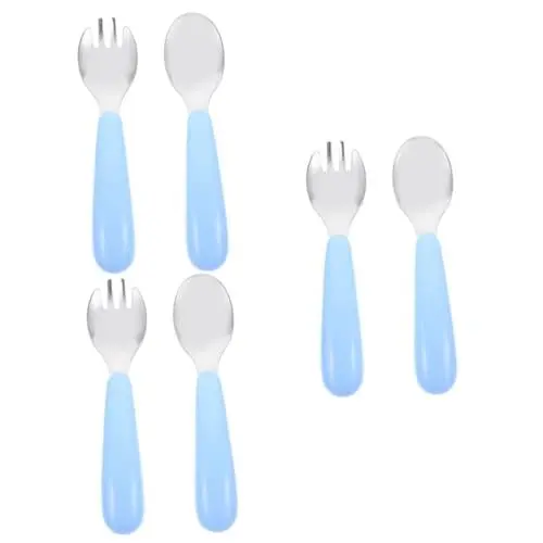 Produktbild: Amosfun 3 Sätze -Löffel-Kombination für Kinder Kinderbesteck Kinder Säuglingslöffel aus Edelstahl Baby-Feedergabel Ergänzendes Essen Teller Utensilien Trainingslöffel neugeboren