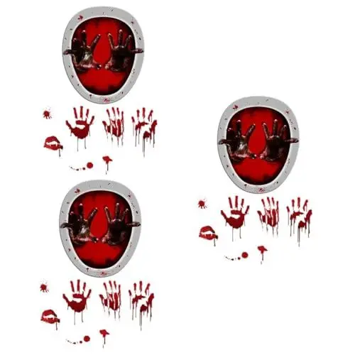 Produktbild: Amosfun 3 Sets Halloween-dekorationen Für Toilettensitz Handabdruck-flecken-aufkleber Pvc-material Selbstklebend Für Badezimmer-