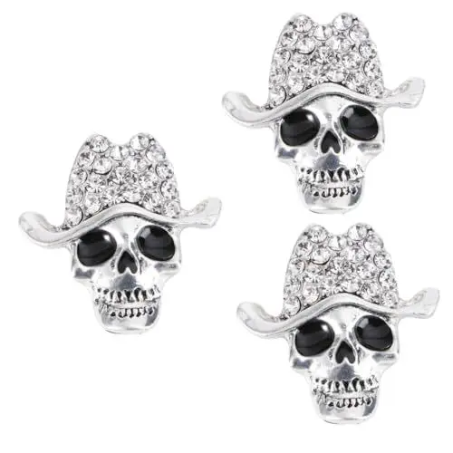 Produktbild: Amosfun 3 Stk Halloween- -Corse große Schädelkopf Gesicht Brosche Schneeflocke-Stift halloween kinder halloween haarschmuck Anstecknadel Stift aus Legierung Revers Jacke