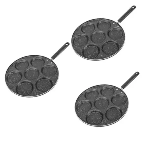 Produktbild: Amosfun 3 Stk Omelettpfanne antihaftbeschichtet Wok-Ring Antihaft-Eierpfanne 7 Eierpfanne braten Pfannkuchenpfanne Herdplatte Antihaft-Pfannkuchen Bratpfanne beschichtete Pfanne Black