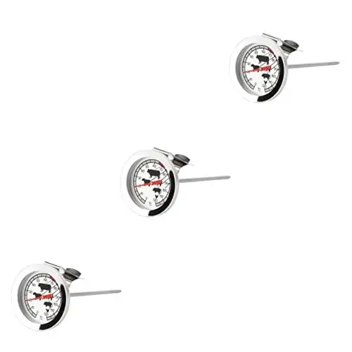 Produktbild: Amosfun 3 Stück Bimetall Thermometer Küchen Grillthermometer Grill Holzkohle Grillzubehör Digitales Kochen Holzkohlegrills Kochthermometer Ofen Zifferblatt Weißer Edelstahl