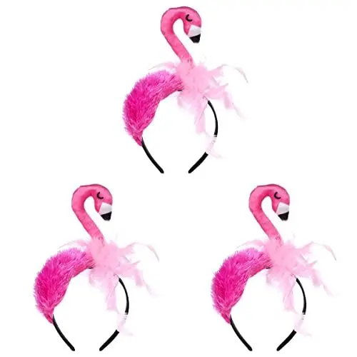Produktbild: Amosfun 3 Stück Flamingo-Stirnband Flamingo-Kopfschmuck für Hawaii-Karneval Tropisches Party-Haar-Accessoire Party-Deko (Rosa)