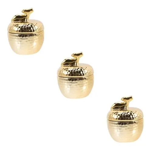 Produktbild: Amosfun 3 Stück Keramik Keksbehälter Gewürzbehälter Heimdekoration Weihnachtsplätzchendose Keksdekoration Rote Behälter Porzellan Keksdose Honigdose Wohnaccessoires Ring Golden