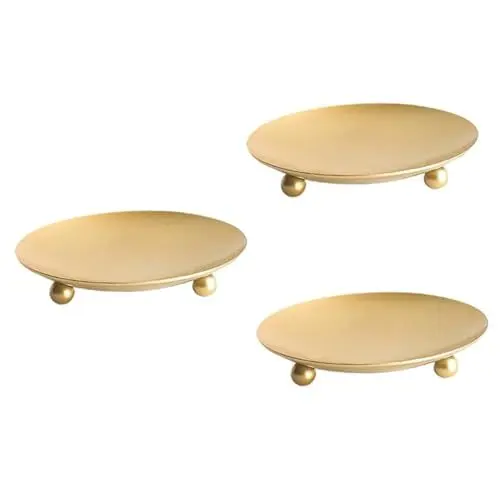 Produktbild: Amosfun 3 Stück Kerzenhalter Tablett Basis Party Dessert Tablett Heim Aufbewahrungstablett Haushalts Desktop Tablett Hochzeitstablett Desktop Teetablett Eisentablett