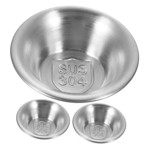 Produktbild: Amosfun Set Mit 3 Wiederverwendbaren Gewürzbehältern Soßenschalen Metallschüsseln Für Restaurant Hotel Picknick Grillen
