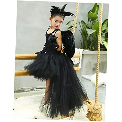 Produktbild: Amosfun Elegantes 3-teiliges Halloween-kostüm Kleid Kleiner Engel Umhang Handschuhe Party-kleidung