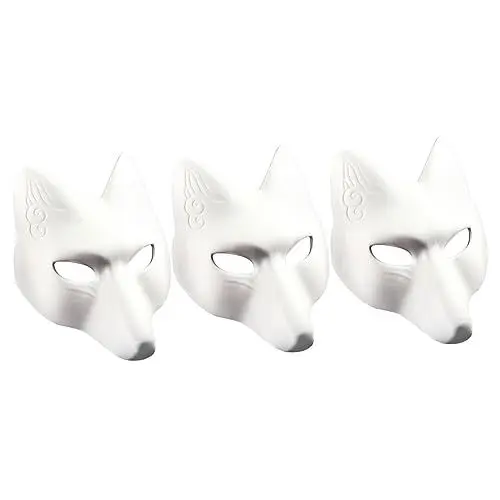 Produktbild: Amosfun 3st Fuchs Halbmaske Halloween-fuchsmaske Tiermaske Eva Partymaske Fuchsmaske Japanisch Diy Pu-fuchs-maske Weibliche Fuchsmasken -maske Unbemalte Leer Weiß Abschlussball