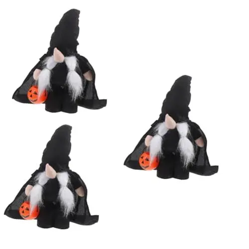Produktbild: Amosfun 3st Halloween-zwergpuppe Stehende Halloween-Zwerge Halloween-Zwerge-Dekorationen Halloween-Figuren Zauberer Stofftier Bauernhaus Kürbiszwerg Halloween-vampirzwerg Black Plastik