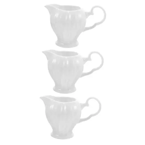 Produktbild: Amosfun 3st Milchkanne Sahnekännchen Für Einzelportionen Kaffeemilchspender Spender Für Kaffeesahne Milchkrug Aromatisierter Milchaufschäumer Sahnepakete Krug Mini-krug Keramik Weiß