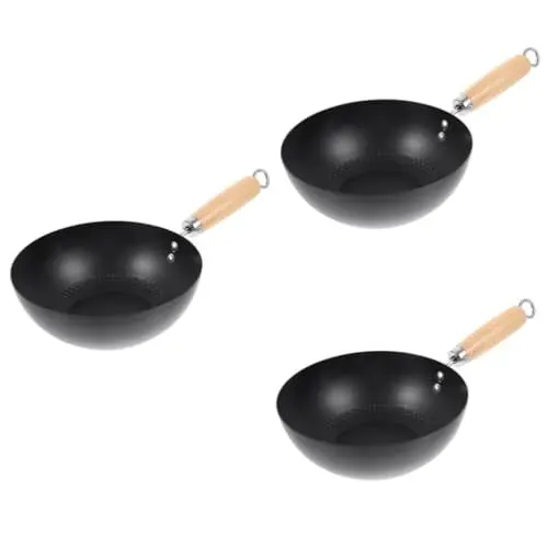 Produktbild: Amosfun 3st Mini-pfanne Aus Unbeschichtetem Eisen Wok Bratpfannen Tiefe Bratpfanne Alltägliche Pfanne Kochtopf Küchenkochgeschirr Kochgeschirrzubehör Schmiedeeisen