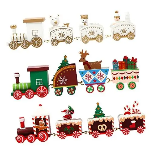 Produktbild: Amosfun Weihnachtsdeko 3 Stück Holz-Zug-Ornamente Für Party- Fensterdekoration