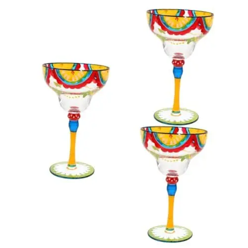 Produktbild: Amosfun 3st Weinglas Dekorative Weingläser Gläser Toasten Margarita-geschenkkorb Margarita-gläser Margarita-glaswaren Burgunder Brille Bar Kelch Bemalte Cocktailgläser Martini-gläser