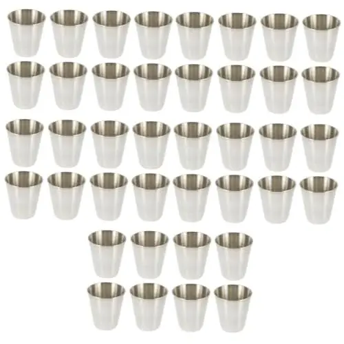 Produktbild: Amosfun 40 Stk Weinglas Aus Edelstahl Weiße Tasse Edelstahlbecher Tragbarer Schnapsbecher Whiskybecher Kleiner Schnapsbecher Weinhalter Kaffeebecher Becher Rostfreier Stahl Silver