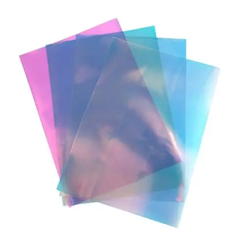 Produktbild: Amosfun 4blätter Transparente Regenbogenfolie Pvc-glitzer Diy-gepäck Kleidungsstoff Für Handtaschen Haarschleifen Heimdekoration Projekte Transparent Dunkelblau Rosa Grün