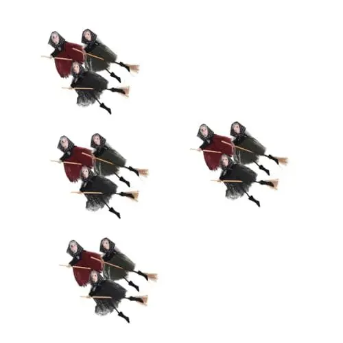 Produktbild: Amosfun 4 Sätze Hexen-reitbesen-anhänger Plüsch Hexenpuppe Festival- -Puppe Hängende Hexenfigur Entzückendes Hexendekor Partydekoration Hängende Hexenpuppe Holz 3 Stück * 4