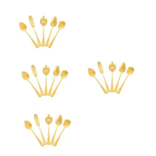 Produktbild: Amosfun 4 Sätze Kaffeelöffel aus Edelstahl goldenes Besteck Modernes Besteck Kindersilber Buttermesser Essgeschirr ice cream scoop spoon set teelöffel Butterstreuer Eislöffel Edelstahl 304