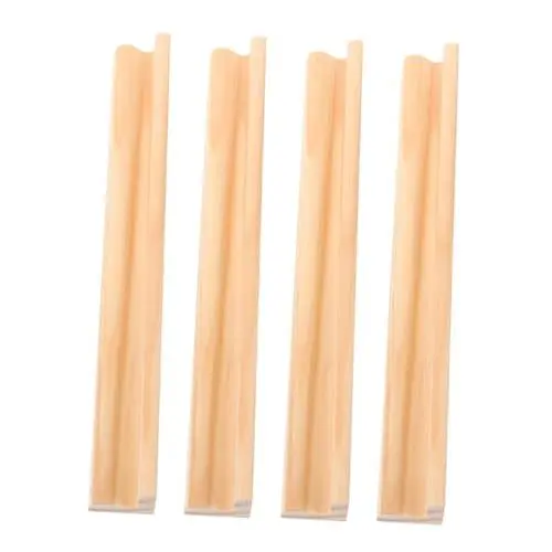 Produktbild: Amosfun 4 Stück Base Chinesische Mahjong-Fliesen Regale für Dominosteine Domino Zubehör tragbares Mahjong-Rack Fliesenhalter Domino-Halter Ausstellungssockel aus Holz DIY zubehör hölzern