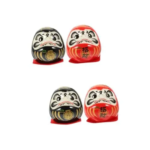 Produktbild: Amosfun 4 Stück Dharma-Eier Mini-Dekor Miniaturdekoration Keramik darum Buddhismus Autodekoration Becher Keramik-Darum-Puppen Daruma klein Baby Senfkörner Glückliche Katze einstellen