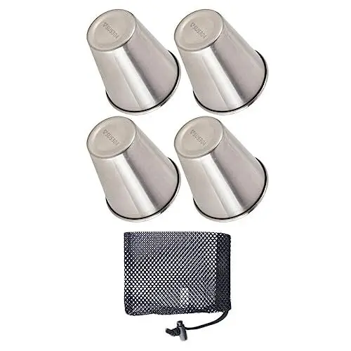 Produktbild: Amosfun 4 Stück Edelstahlbecher 100 Ml Getränkebecher Camping-Kaffeetassen Pint-Becher aus Metall Outdoor-Bierkrug Stapelbare Trinkbecher Tragbare Wiederverwendbare Trinkgläser