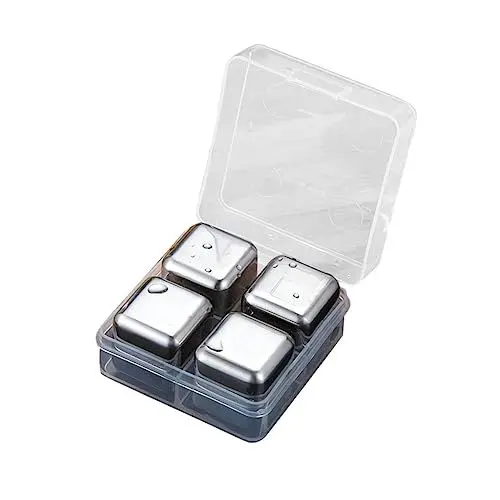 Produktbild: Amosfun Whisky Chilling Rocks Set Edelstahl Quadratische Eiswürfel Lagerung Fall Für Spirituosen Cocktails